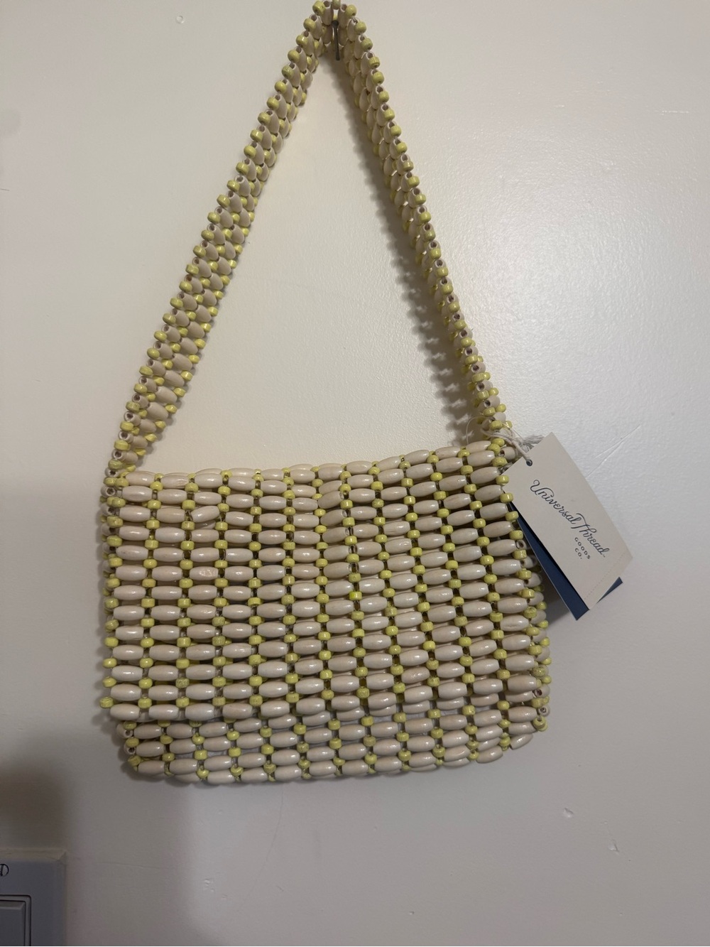 Universal Thread Beaded Mini Bag in Cream and Yellow